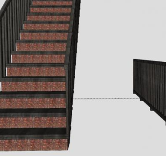 瓦木楼梯SU模型下载_sketchup草图大师SKP模型