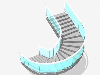 玻璃楼梯<em>栏杆</em>SU模型下载_sketchup草图大师SKP模型