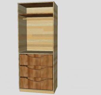 实木板式衣柜SU模型下载_sketchup草图大师SKP模型