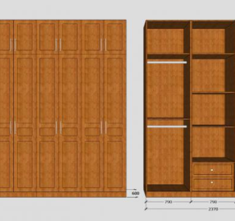 卧室实木板式衣柜SU模型下载_sketchup草图大师SKP模型