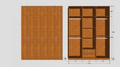 卧室实木板式衣柜SU模型下载_sketchup草图大师SKP模型