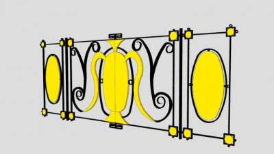 金属镂雕围栏SU模型下载_sketchup草图大师SKP模型