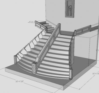 仿泰坦尼克号楼梯SU模型下载_sketchup草图大师SKP模型