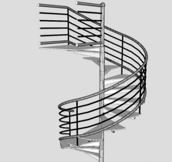 金属螺旋楼梯SU模型下载_sketchup草图大师SKP模型