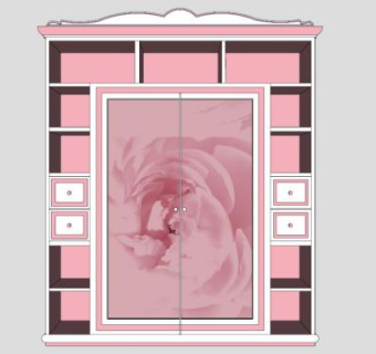 现代粉色衣橱衣柜SU模型下载_sketchup草图大师SKP模型