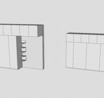 简约休闲四门衣柜SU模型下载_sketchup草图大师SKP模型