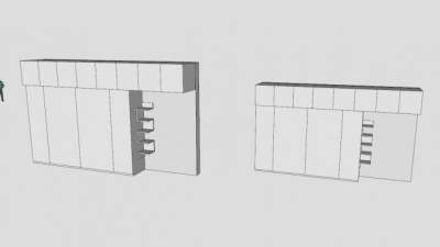 简约休闲四门衣柜SU模型下载_sketchup草图大师SKP模型