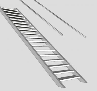 直通型楼梯SU模型下载_sketchup草图大师SKP模型