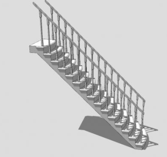 扶手直通楼梯SU模型下载_sketchup草图大师SKP模型