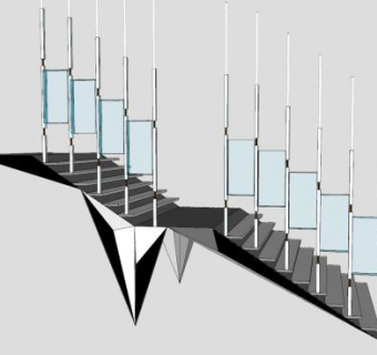 展示厅楼梯SU模型下载_sketchup草图大师SKP模型