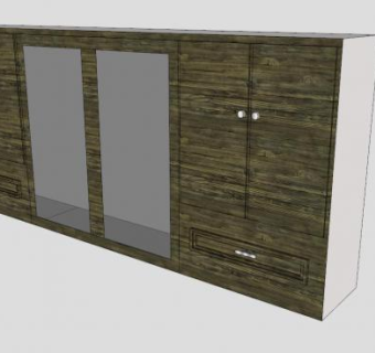 实木一字墙柜衣柜SU模型下载_sketchup草图大师SKP模型