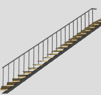 现代瓷砖金属护栏楼梯SU模型下载_sketchup草图大师SKP模型