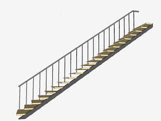现代瓷砖金属护栏楼梯SU模型下载_sketchup草图大师SKP模型
