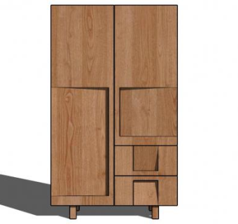 现代实木板式衣柜SU模型下载_sketchup草图大师SKP模型