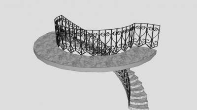 欧式镂雕大螺旋楼梯SU模型下载_sketchup草图大师SKP模型