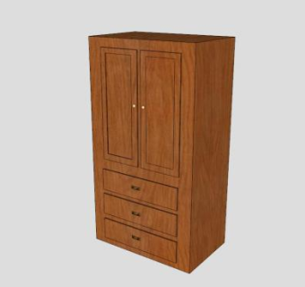 平开门板式衣柜SU模型下载_sketchup草图大师SKP模型