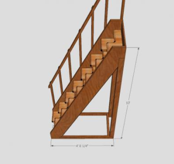 交替踏板木楼梯SU模型下载_sketchup草图大师SKP模型