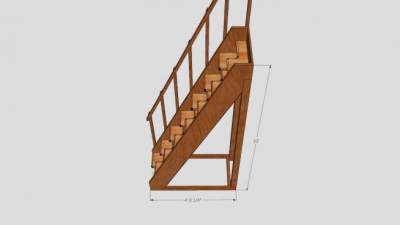 交替踏板木楼梯SU模型下载_sketchup草图大师SKP模型