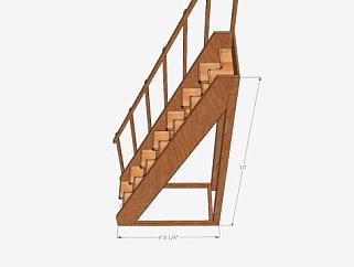 交替踏板木楼梯SU模型下载_sketchup草图大师SKP模型