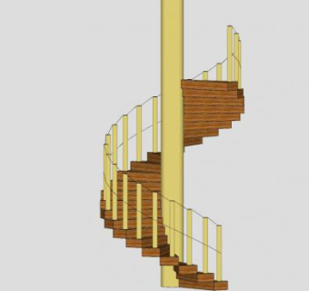 木螺旋楼梯SU模型下载_sketchup草图大师SKP模型