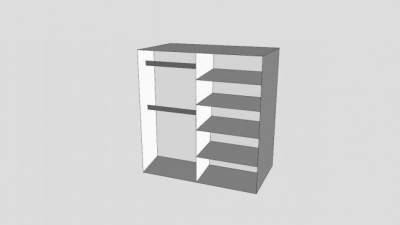 现代板式白色衣柜SU模型下载_sketchup草图大师SKP模型