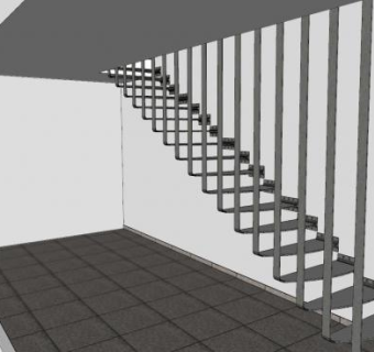 现代悬挂金属楼梯SU模型下载_sketchup草图大师SKP模型