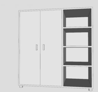 现代白色双开门衣橱衣柜SU模型下载_sketchup草图大师SKP模型