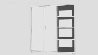 现代白色双开门衣橱衣柜SU模型下载_sketchup草图大师SKP模型