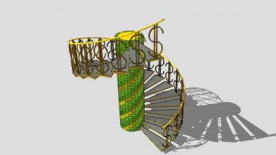 花式金属螺旋扶梯SU模型下载_sketchup草图大师SKP模型