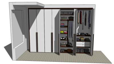 嵌入式敞开衣柜SU模型下载_sketchup草图大师SKP模型