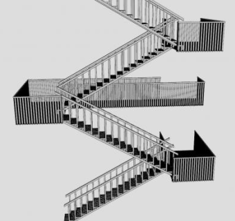 南入口十层钢楼梯SU模型下载_sketchup草图大师SKP模型