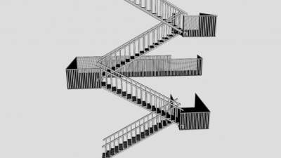 南入口十层钢楼梯SU模型下载_sketchup草图大师SKP模型