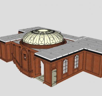 欧式邮轮甲板楼梯SU模型下载_sketchup草图大师SKP模型