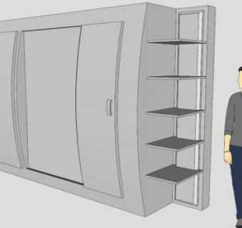现代白色三门衣柜柜架SU模型下载_sketchup草图大师SKP模型