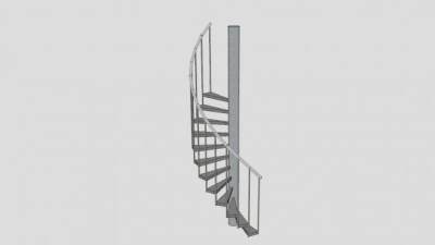 半圆螺旋金属楼梯SU模型下载_sketchup草图大师SKP模型