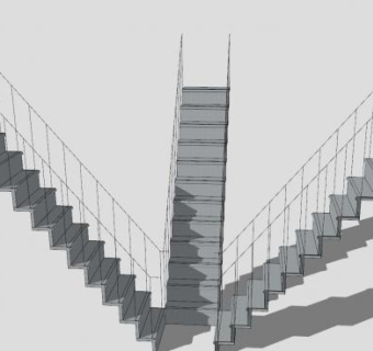 直线型三楼梯SU模型下载_sketchup草图大师SKP模型
