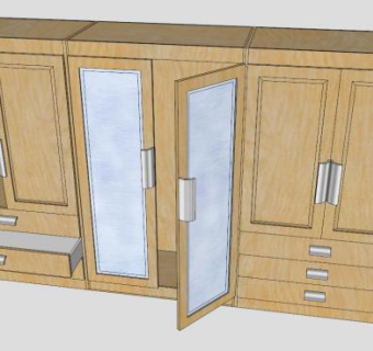 现代卧室抽屉衣柜SU模型下载_sketchup草图大师SKP模型