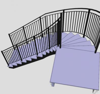 半圆形护栏楼梯SU模型下载_sketchup草图大师SKP模型