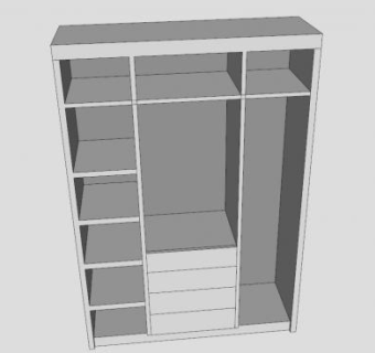现代板式隔板衣柜SU模型下载_sketchup草图大师SKP模型