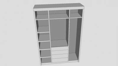 现代板式隔板衣柜SU模型下载_sketchup草图大师SKP模型