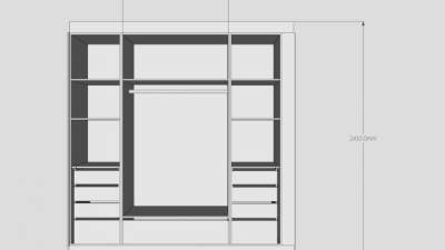 现代白色板式衣柜SU模型下载_sketchup草图大师SKP模型