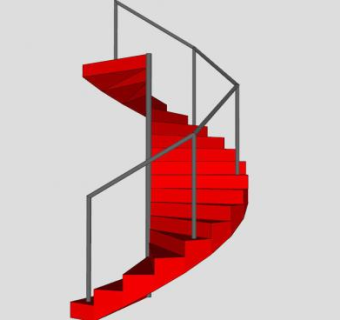 红色金属旋转楼梯SU模型下载_sketchup草图大师SKP模型