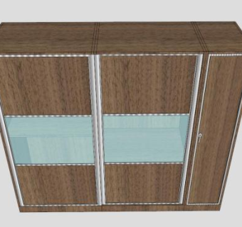 双滑门推拉式衣柜SU模型下载_sketchup草图大师SKP模型