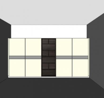 墙柜白色四门衣柜SU模型下载_sketchup草图大师SKP模型