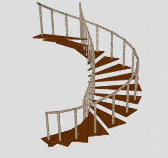 钢木旋转扶梯SU模型下载_sketchup草图大师SKP模型