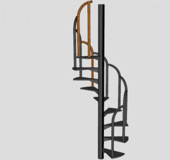 现代金属旋转楼梯SU模型下载_sketchup草图大师SKP模型