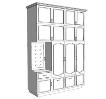 简欧白色衣橱衣柜SU模型下载_sketchup草图大师SKP模型