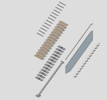 楼梯踏板和护栏扶手SU模型下载_sketchup草图大师SKP模型