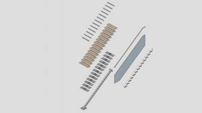 楼梯踏板和护栏扶手SU模型下载_sketchup草图大师SKP模型