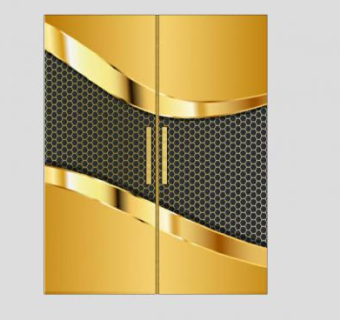 现代金黄色衣柜SU模型下载_sketchup草图大师SKP模型